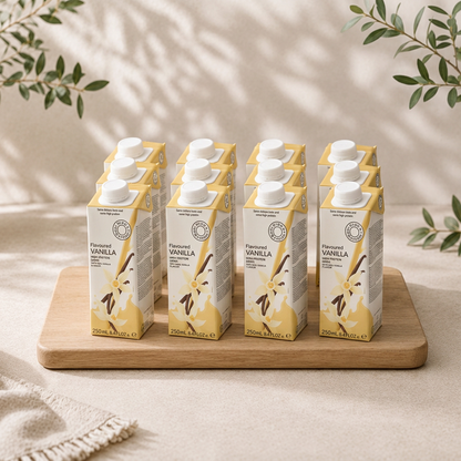 Pack de 12 brikjes vanille dans un décor beige naturel